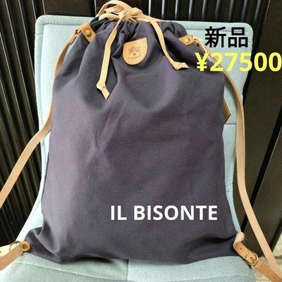 IL BISONTE Canvas & Leather Unisex Navy Knapsack Bag BNIB 40x47cm