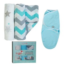 Natural Snuggles Newborn 47 X 47 inches, Teal Light Blue, Gray and White