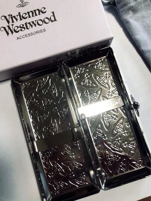 VIVIENNE WESTWOOD Cigarette Case Orb metal Slim Silver Holder With