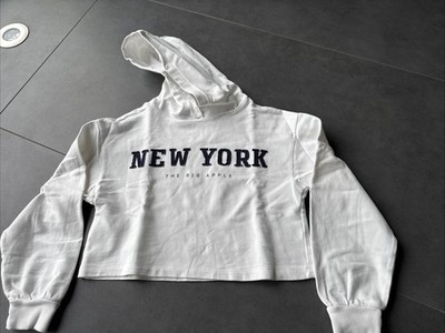 Mango Sweatshirt kurz Kapuze weiß Mädchen Gr. 152