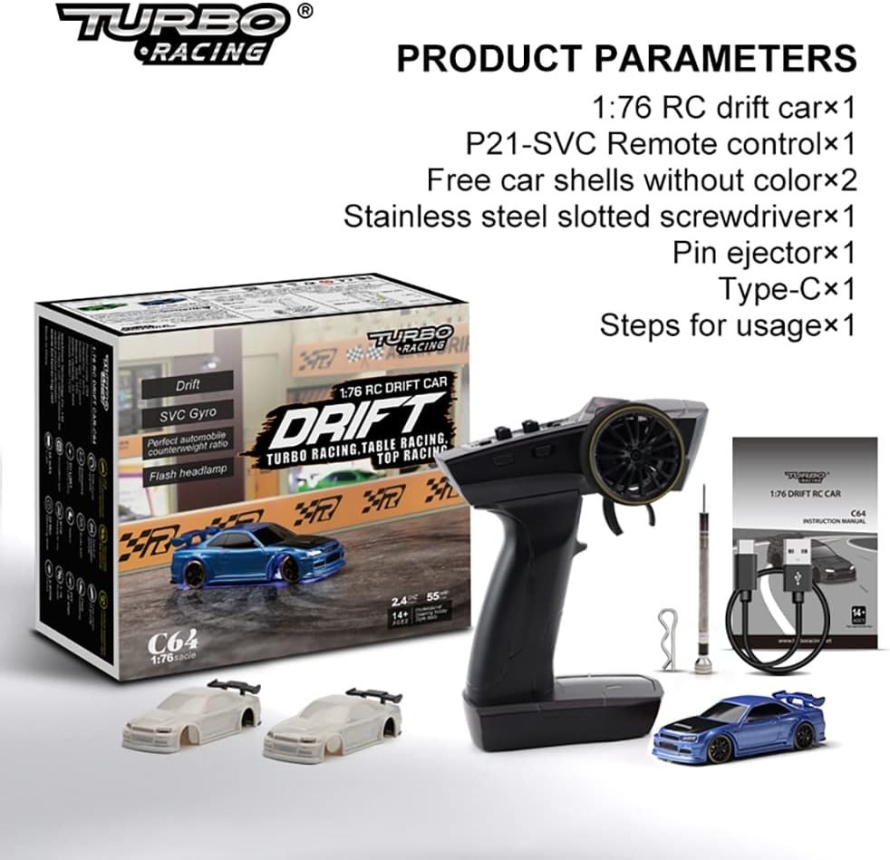 Turbo Racing 1:76 Drift RC Car - Gyro Mini RTR 2.4GHz% | eBay
