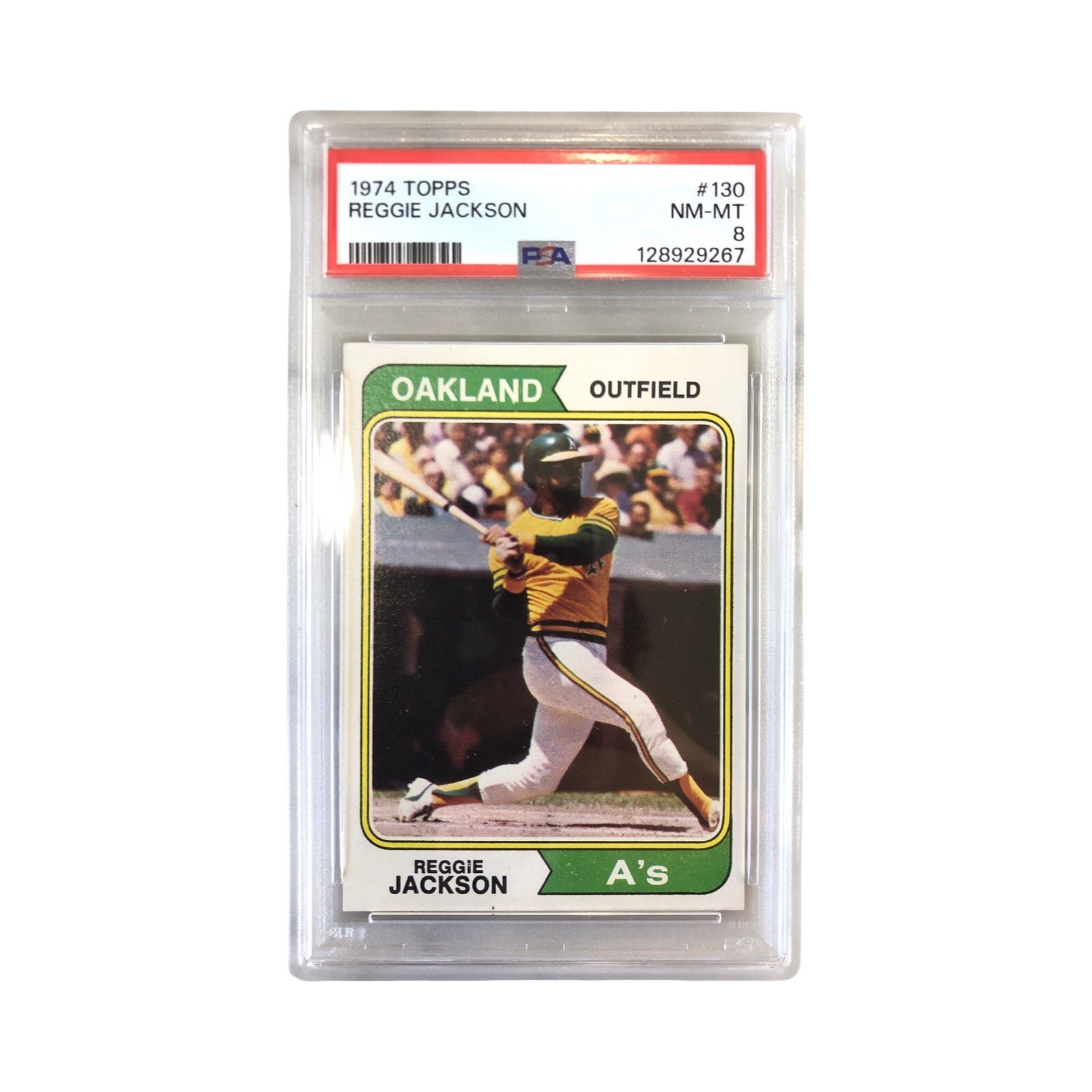 1974 Topps Reggie Jackson #130 A’s Baseball PSA 8 NM-MT