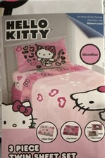 Hello Kitty Twin 3 Piece Microfiber Sheet Set Pink Multicolor Kids Bedding