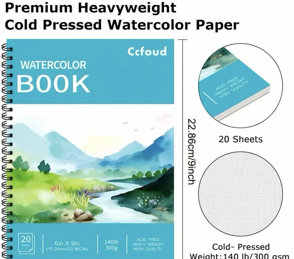 Pair of CCFOUD 20 Sheet 6 X 9 watercolor books NEW Shipping Included - Image 2 of 3