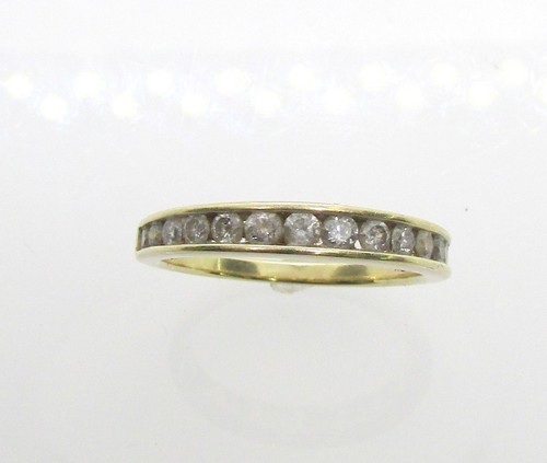 ANILLO BANDA MUJER ORO AMARILLO 10K 1,25 CTW DIAMANTE REDONDO 14 PIEDRAS TALLA 7 ~ 2,2 G - Imagen 2 de 4