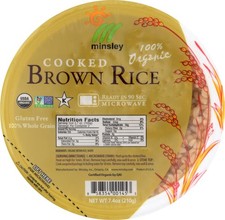 Minsley Organic Brown Rice, Microwaveable 7.4 Ounce (Pack of 12), No Color