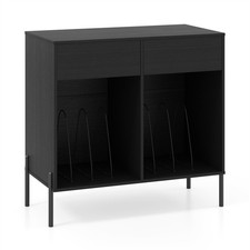Record Player Stand Customizable Vinyl Compartment Built-in Charging Station