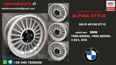4 Alpina 15 inch alloy wheels BMW 1500 2000 1502 2002 tii 3 E21 E30 E10 ...