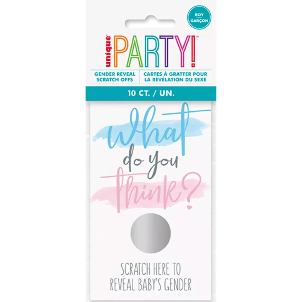 UNIQUE Gender Reveal Scratch Cards – Boy or Girl Party Game Pack of 10