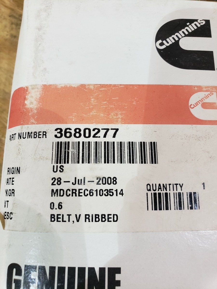 OEM Cummins 3680277 V Ribbed Belt / 5466996, 15L ISX/QSX | eBay