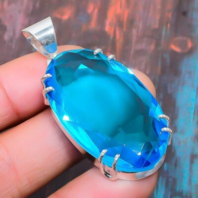 Designer Swiss Blue Topaz Gemstone Handmade 925 Sterling Silver Jewelry ...