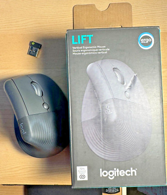Logitech Lift Vertical Ergonomic Mouse - Black Grey