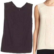 Bcbg Max Azria Dafina Blouse Medium M Black Tulle Top Shirt Sleeveless