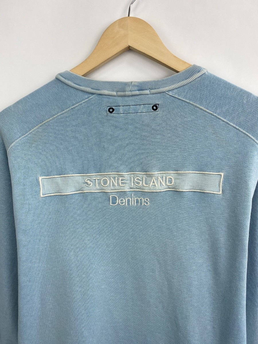 Vintage 90s Stone Island Denim Sweatshirt Y2K Rare Retro Vintage 90s Stone Island Denim Sweatshirt Y2K Rare Retro