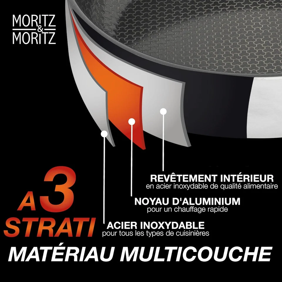 Padella Antiaderente 28 Cm Atruttura a Nido D'Ape Con Rivestimento Ceramico - Ad - Immagine 3 di 4