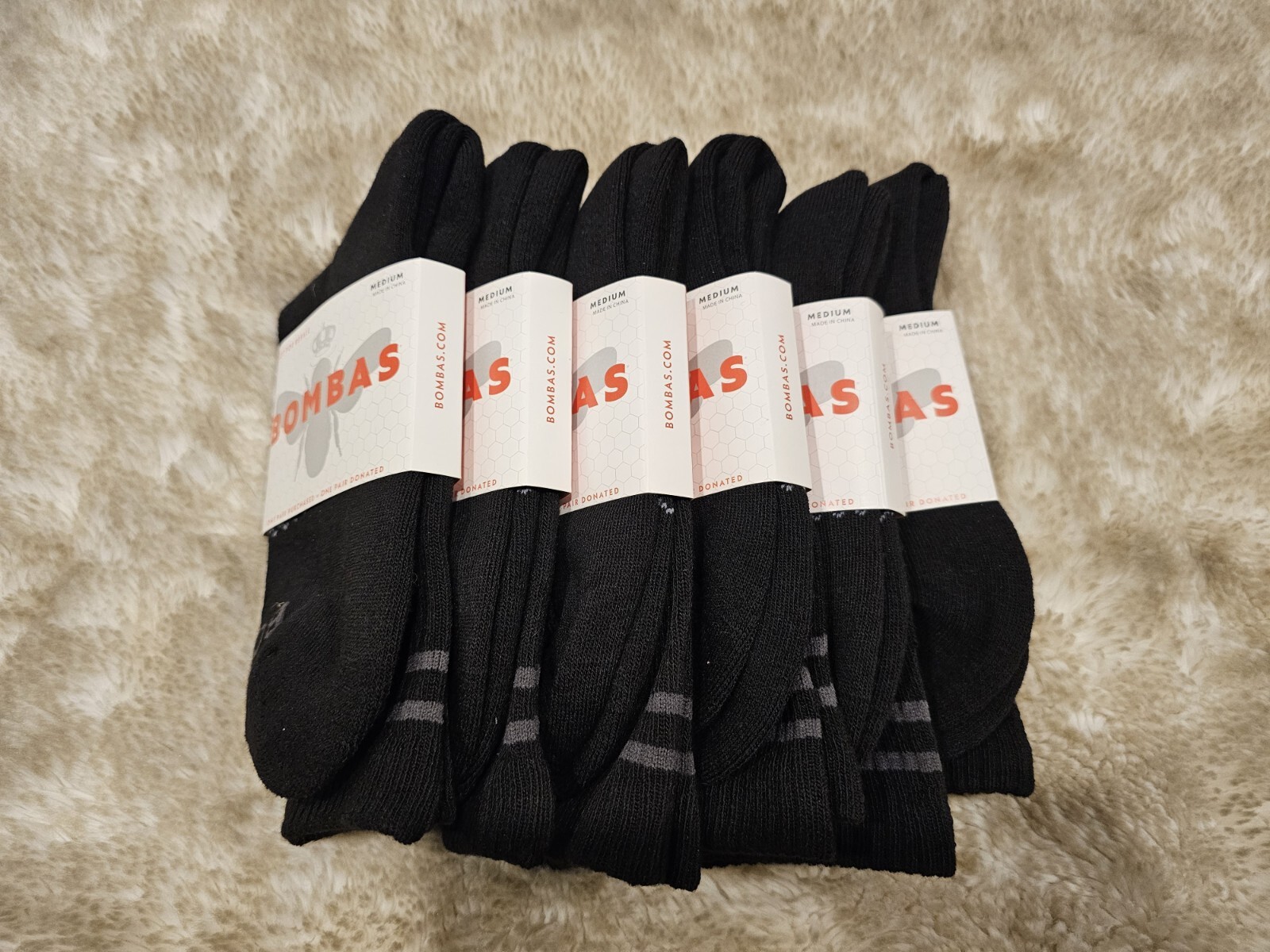 Bombas Mens Medium (610 Mens) Crew Socks Mid Calf Casual Dress Black, 6 Pairs eBay