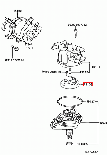 Genuine MR2 SW21 SW20 Sprinter AE101 3SGTE 5S 4AGE Distributor Cap Rotor Button - Picture 8 of 20