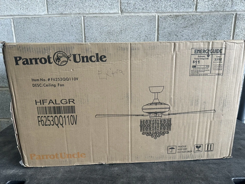Parrot Uncle 52” Wethington Modern Crystal Ceiling Fan - Image 3 of 3