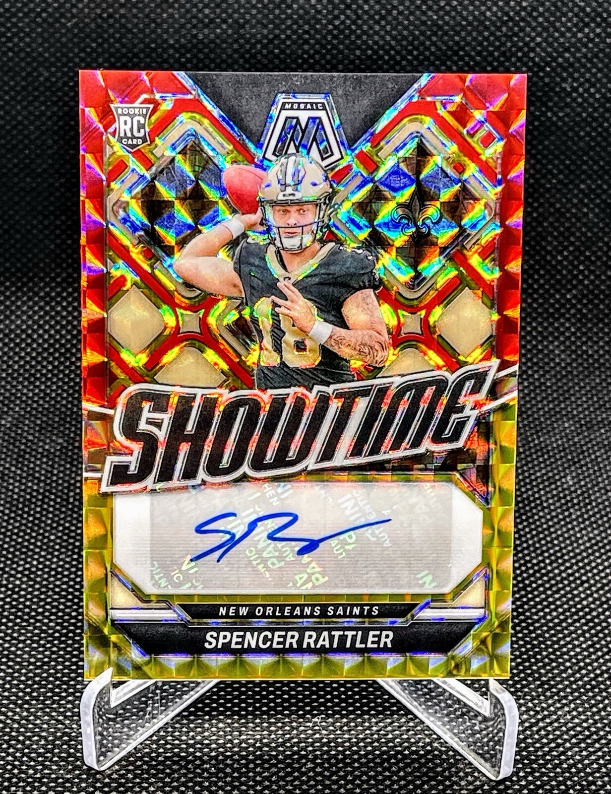 SHOWTIME SPENCER RATTLER Choice Fusion Red & Yellow Rookie Auto! 2024 Mosaic