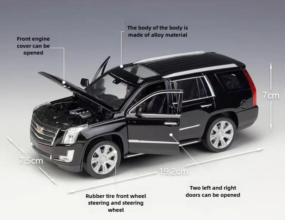 Cadillac Escalade 2017 escala 1:27 modelo de coche de metal negro juguetes adorno IDEA DE REGALO Foto 2 de 4