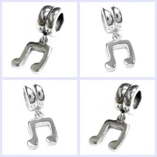 925 Sterling Silver Music Note Symbol Dangle Bead for European Charm Bracelet