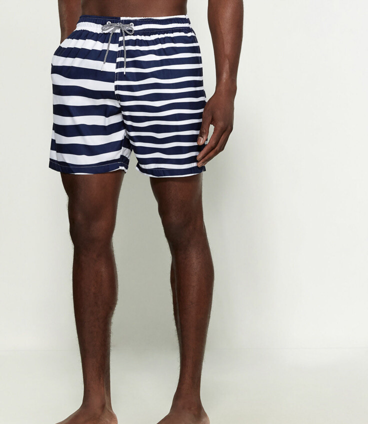 パンツ always long boardies - navy/white Boardies Men's Navy Blue White Double Striped 6” Swim Trunks