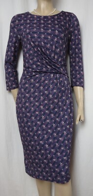 Laura Ashley Kleid 38 lila blau geblümt Wickel-Optik Jersey Viskose