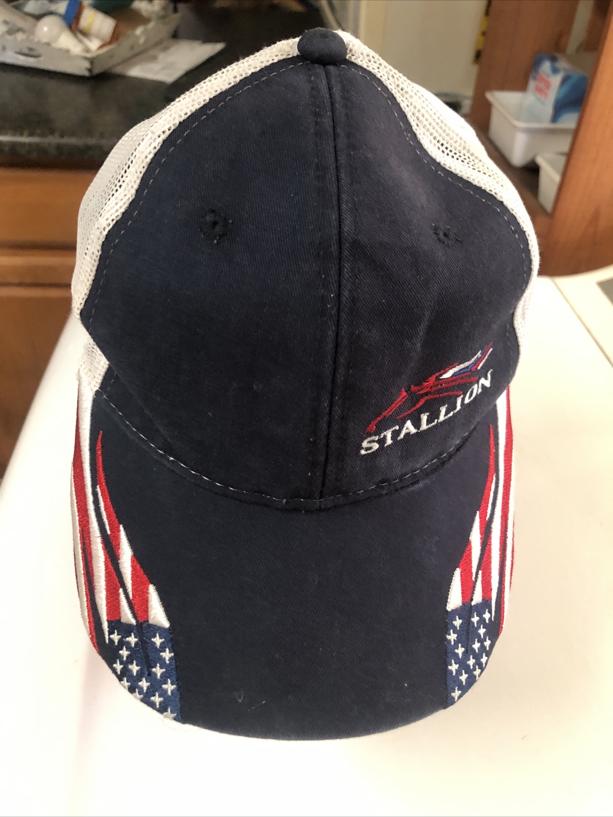 Stallion baseball cap Red White Blue Hook & Loop Back Adjustable Grunge Dad