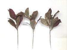 Christmas Floral Pick Glitter Berries Leaves 12  Long Artificial Silk 3 Picks