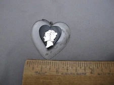 Vintage WWII MERCURY DIME Cutout & Plastic HEART SWEETHEART ORNAMENT / PENDANT