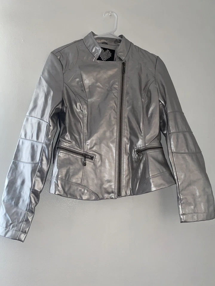 Brave Soul Chaqueta Imitación Cuero Cintura Fruncida 2 Bolsillos Cierre Cremallera Completa Foto 3 de 4