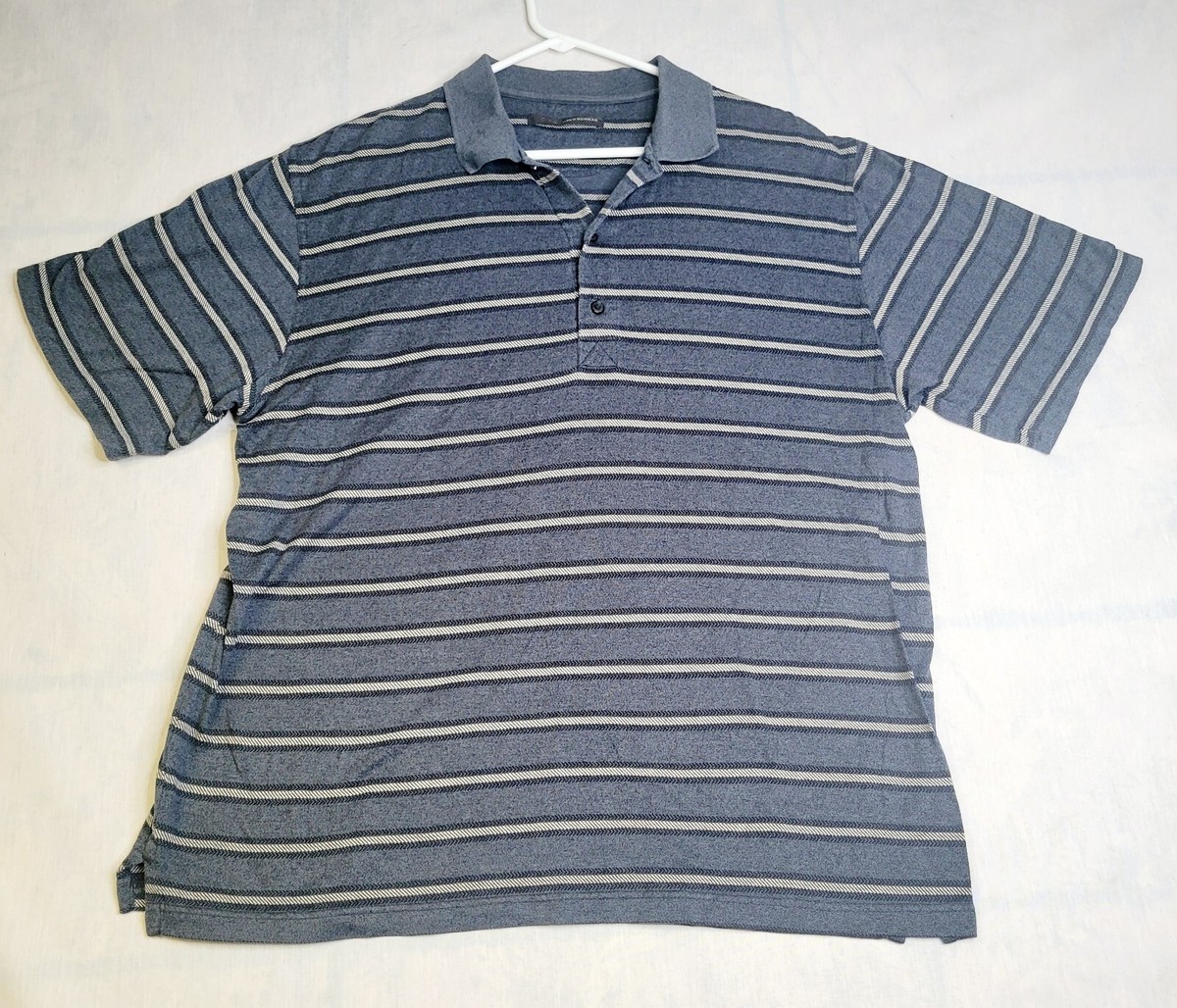 Greg Norman Play Dry Gray Striped Performance Golf Polo Shirt Men