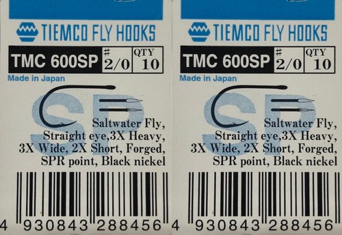 20 Hameçons Tiemco TMC 600 SP N°2 Pour Pêche à La Mouche (brochet