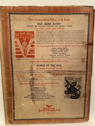Organ Piano Sheet Music-Songs Gene Autry Sings 1942 Western Music Publishing - Picture 7 of 7