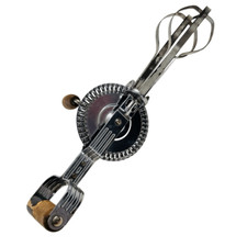 ECKO Hi-Speed Egg Beater Vintage Hand Crank Mixer Black Wood Handle Made in USA