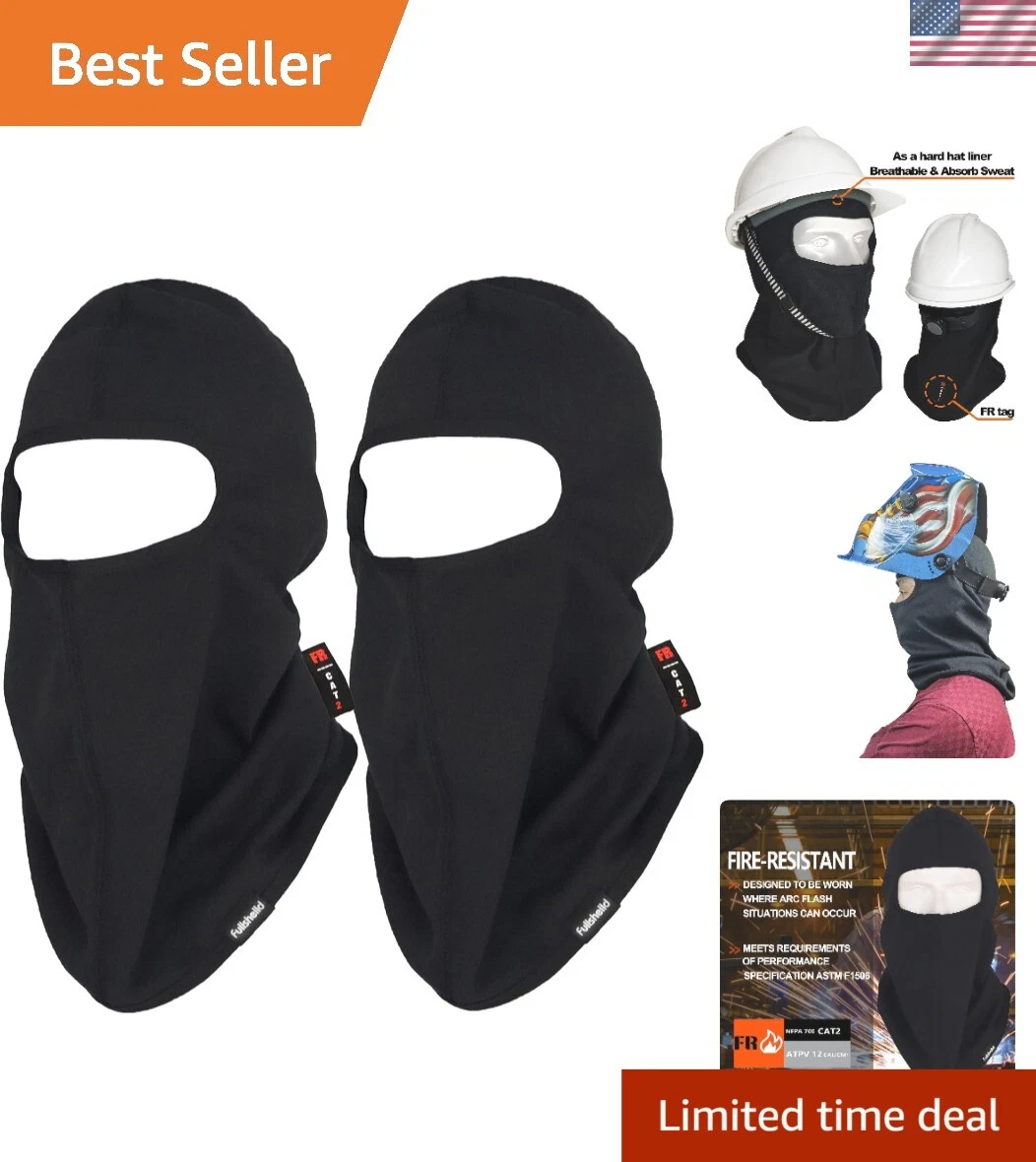 Multi-Use Flame Resistant Hood for Welding & Hunting - One Size, Black 2-Pack
