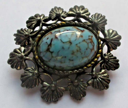 Broche Ancienne Argent Porte-photo Art Déco - Bijou Vintage Rare - Femme