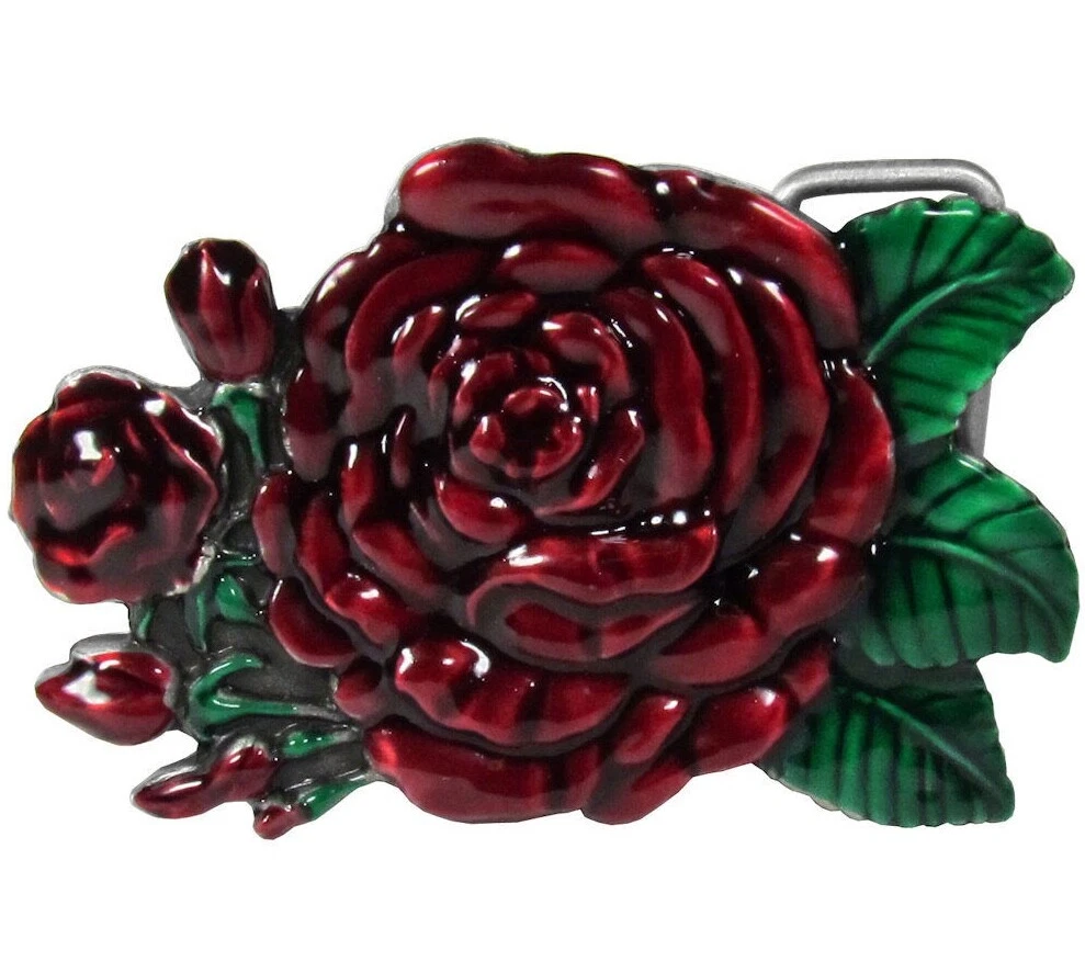 Rose Belt Buckle with Belt Beautiful Flower Red Rose Floral Nature Siskiyou