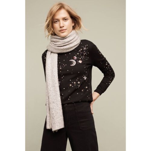 Anthropologie SATURDAY SUNDAY Cosmic Galaxy Pullover Sweater Top Beaded Medium - Picture 8 of 14