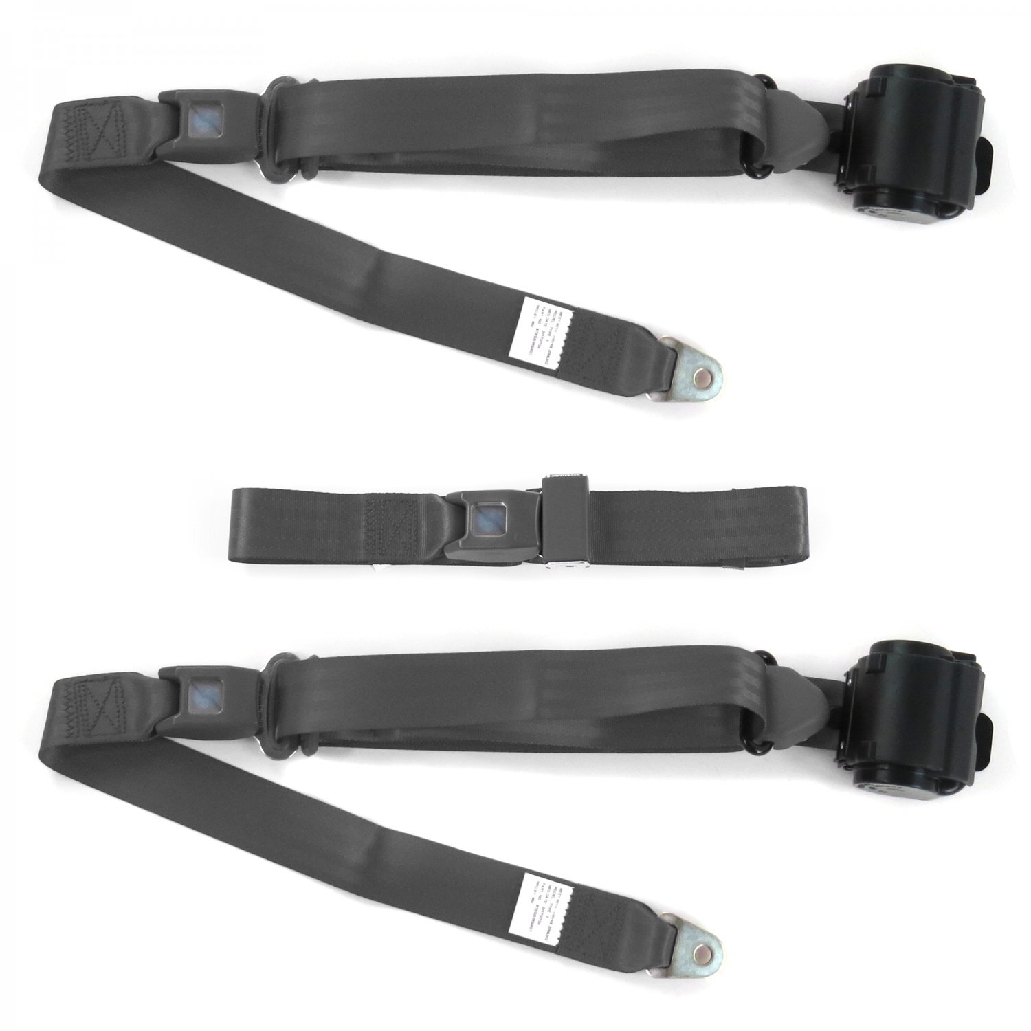 Ford GT40 1964 - 1969 Standard 3pt Charcoal Retractable Bench Seat Belt Kit - 3 