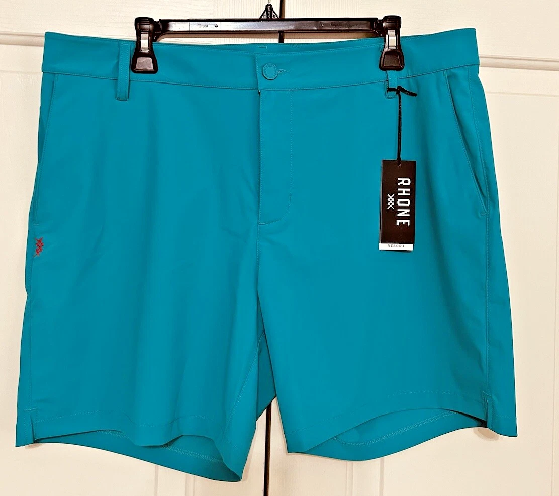 NWT RHONE size 34 teal Active 6" Resort Shorts mens UPF 50