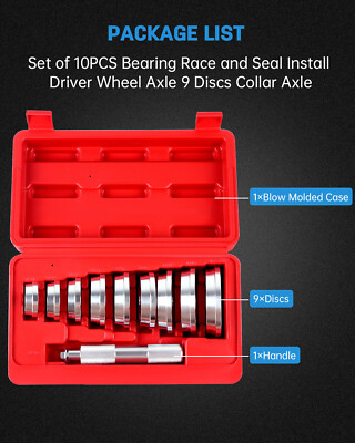 10X 9 DISCS COLLAR AXLE TOOL BEARING RACE AND SEAL INSTALL DRIVER WHEEL AXLE NEW