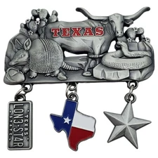 Texas Refrigerator Magnet Souvenir Travel Tourist Lone Star State Map Flag Metal