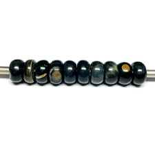 10 Pcs. Natural Black Tiger Eye's Gemstone 5mm Big Hole Large Hole Beads 14x8mm