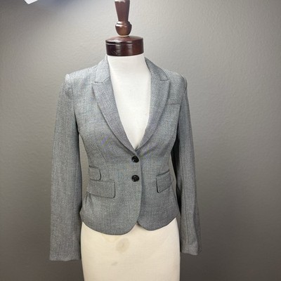 H&M NWT Gray 2 button Fitted Blazer jacket Elbow Patch  Sz 4 Business Corpcore