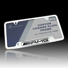Mercedes-benz Genuine Polished Stainless Steel License Plate Frame Amg Logo New Mercedes-benz Genuine Polished Stainless Steel License Plate Frame Amg Logo New