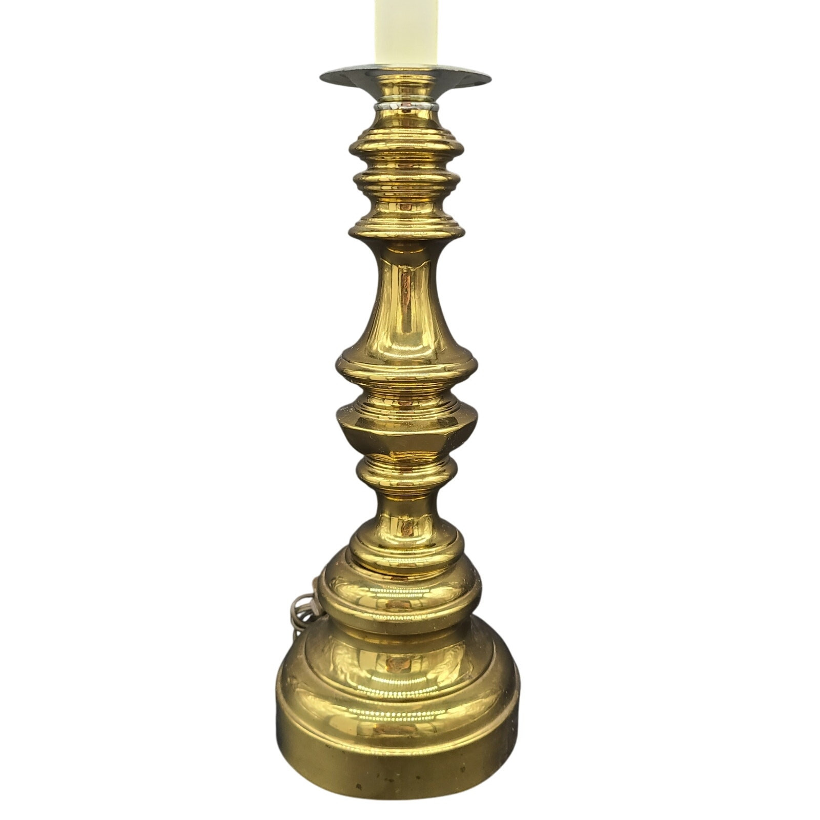 Vintage ALSY Brass Inverted Torch Style COLONNADE 20.5" Table Lamp w/Candle Top