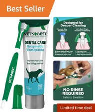 Vet Approved Dog Dental Care Kit with Enzymatic Toothpaste and Triple Brush