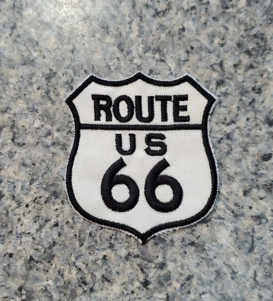 ROUTE 66 PATCH Embroidered HIGHWAY ROAD SIGN LARGE SEW-ON HISTORIC 3"x2.5" - Image 2 of 4