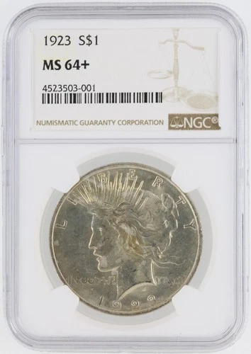 1923 NGC MS64+ S$1 Philadelphia Mint Peace Silver Dollar No Reserve